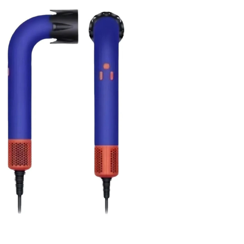 Bladeless blue purple hair dryer with single strong wind mouth and 1.8-metre cord