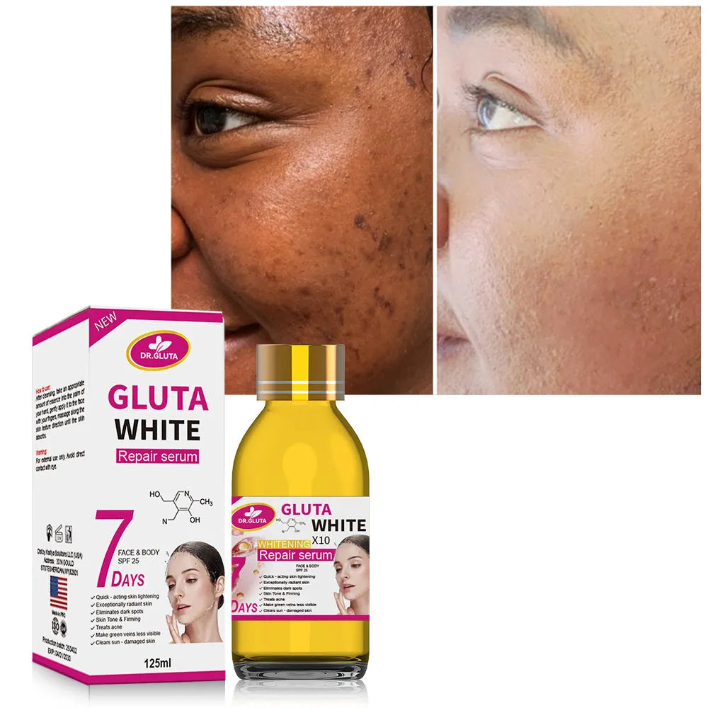 125ml glutathione whitening serum bottle for 7-day whitening repair, moisturising and anti-ageing facial care