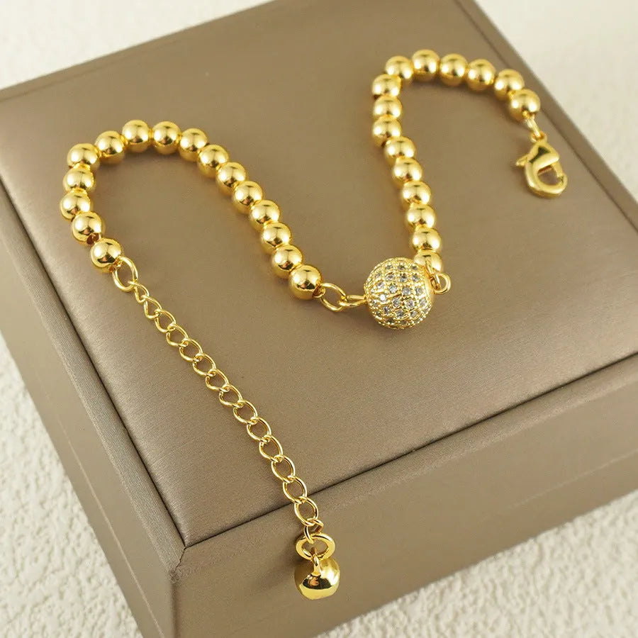 Arabic style heart-shaped copper bracelet for women with a round zircon stone centrepiece.