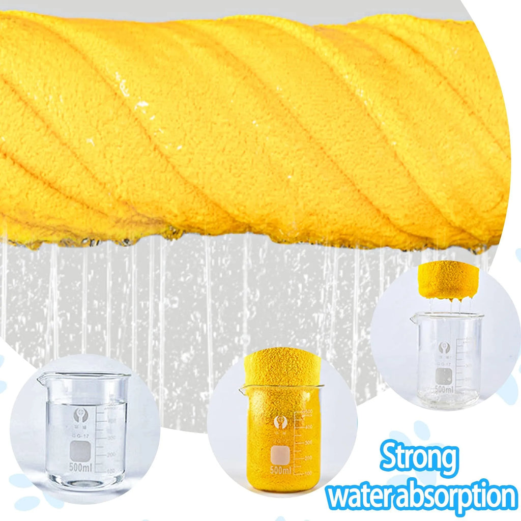 Yellow microfiber dog drying towel with hook loop, super absorbent for pets