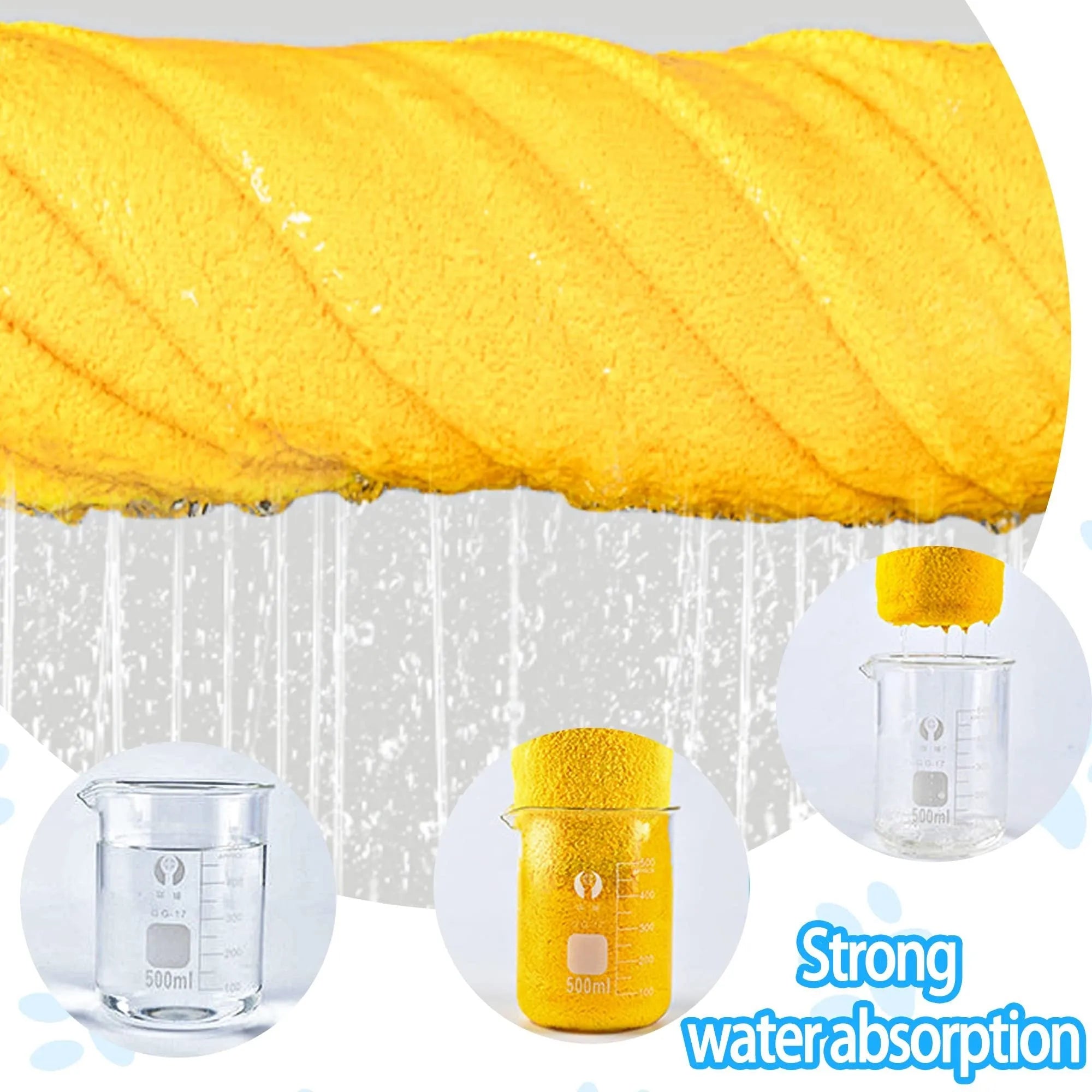 Yellow microfiber dog drying towel with hook loop, super absorbent for pets
