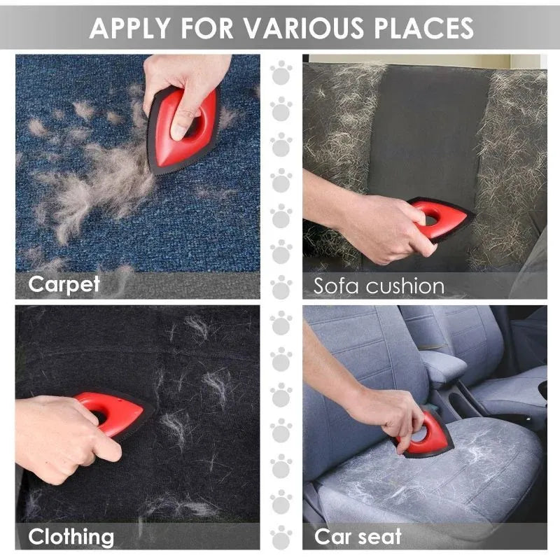 Silicone pet hair remover brush for carpets and sofas in black, green and red colours