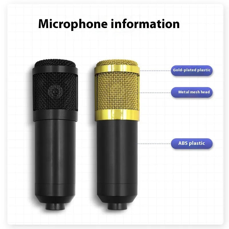 Black gold single wheat capacitor microphone set with cantilever bracket for mobile recording