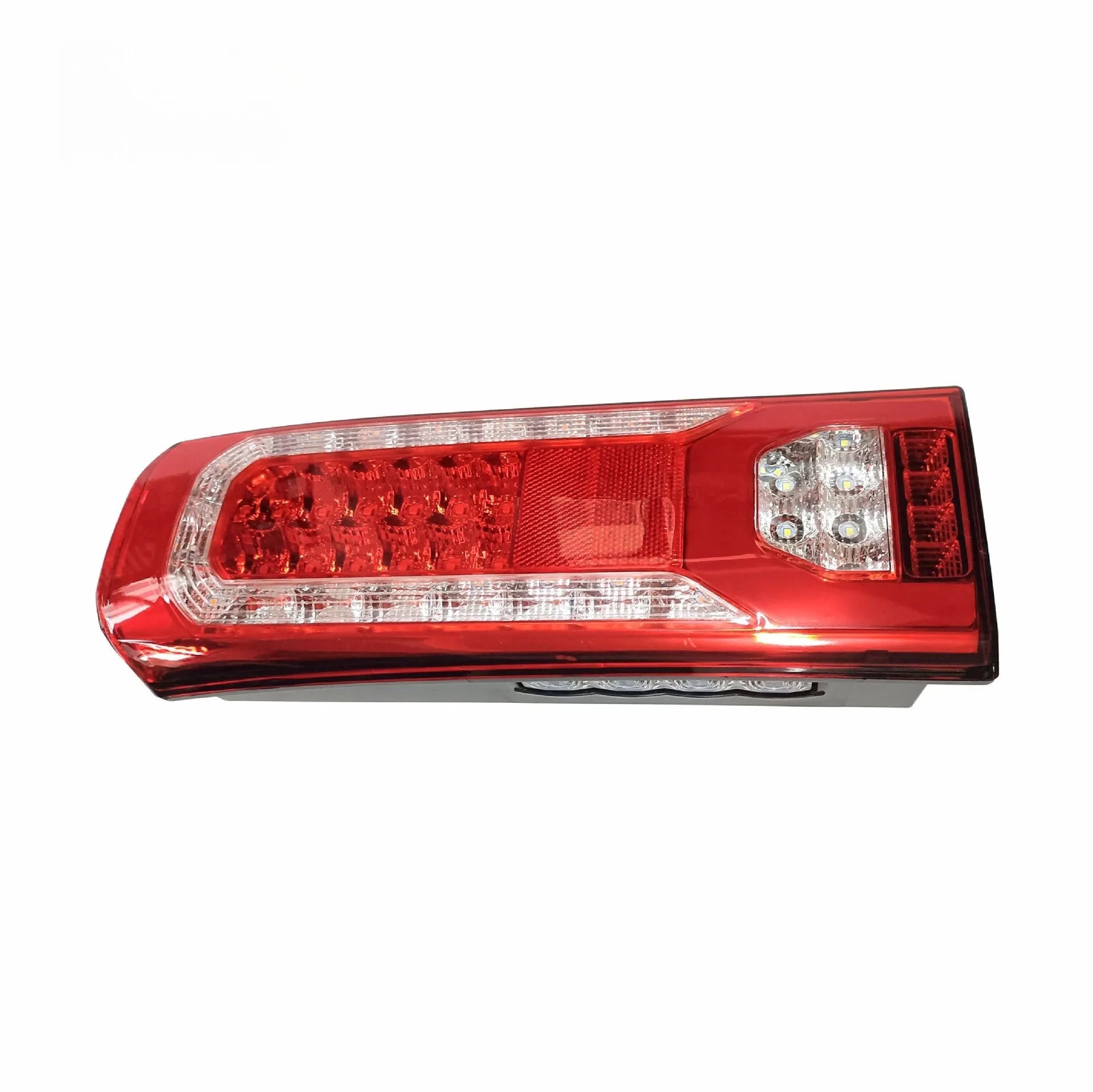 Mercedes-Benz heavy truck LED rear lamp assembly with running water light effect on grey engineering plastic housing.