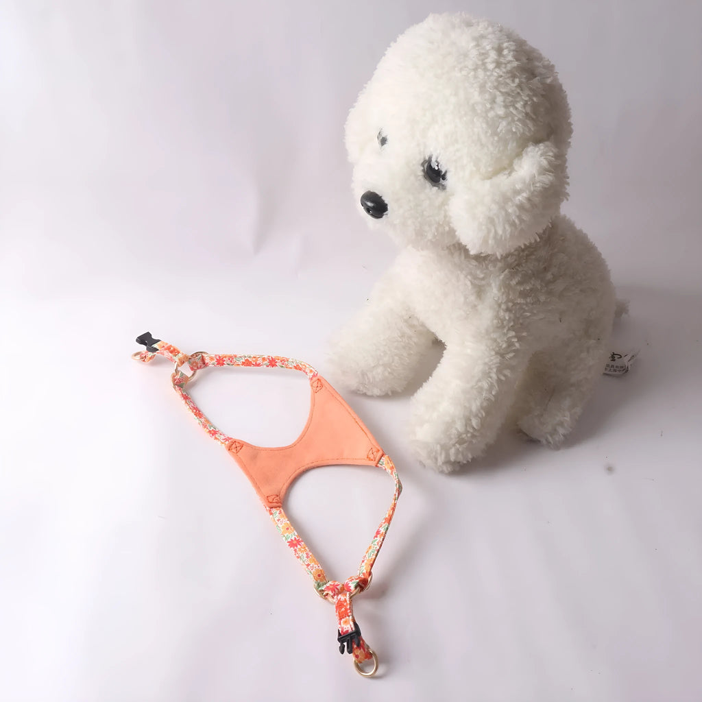 Floral series pet harness suit with attached leash for small dogs in multiple colour options