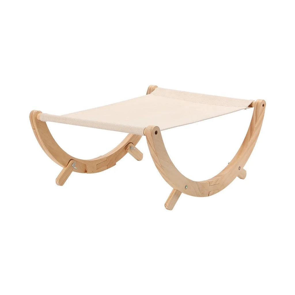 Solid wood cat shaker bed with foldable hammock measuring 55cm long