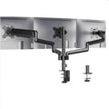 Black aluminium alloy three-arm gas spring monitor arm for 27-inch computer screens