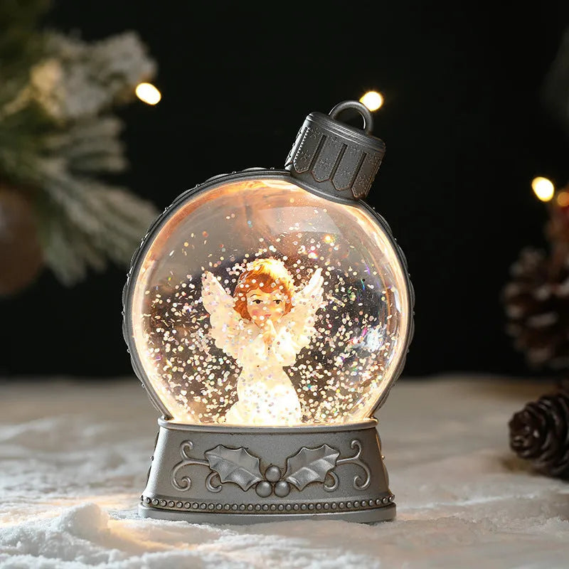 LED Christmas decoration with flame effect in snowman, angel, child tree or old man design