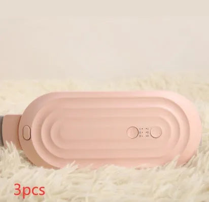 Pink smart menstrual heating belt with digital controller on a 1.5 metre cable.
