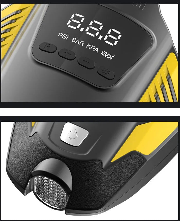 Portable 12V digital display car air pump with ABS and metal body, 120W, 45L/min air volume for car and motorcycle tyre inflation