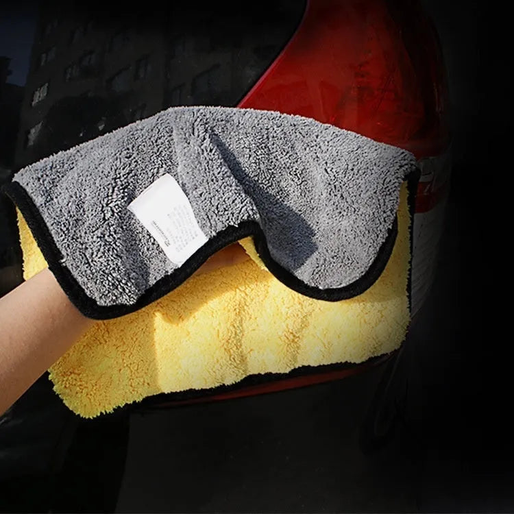 Traceless car wash towel absorbent thickening microfiber double-sided yellow gray 30x60CM
