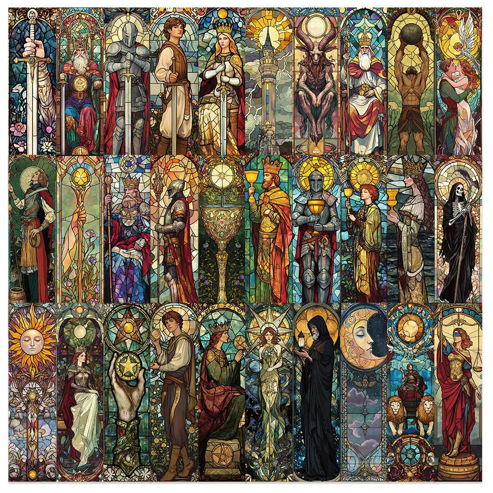 Set of 30 painted glass tarot bookmarks in cute homemade style, model QH389