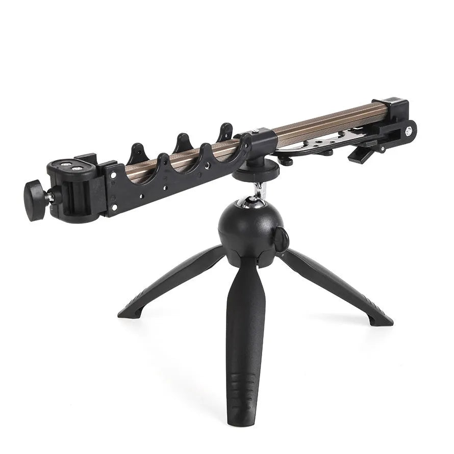 Aluminium tripod ice fishing rod holder bracket on ice.