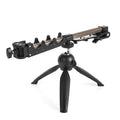 Aluminium tripod ice fishing rod holder bracket on ice.