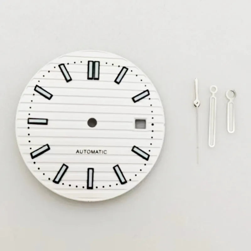 30.5mm solar stripe nail green luminous watch dial plate with matching hands for 2813 8215 movements