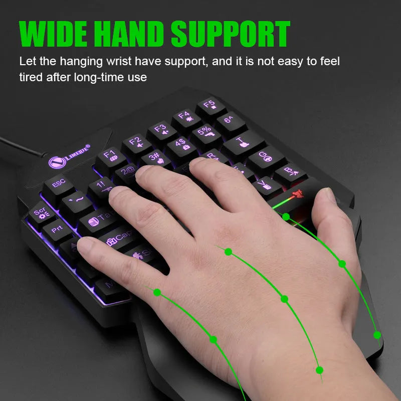 GK103S one-handed mechanical gaming keyboard with luminous keys and 1.2 metre USB cable