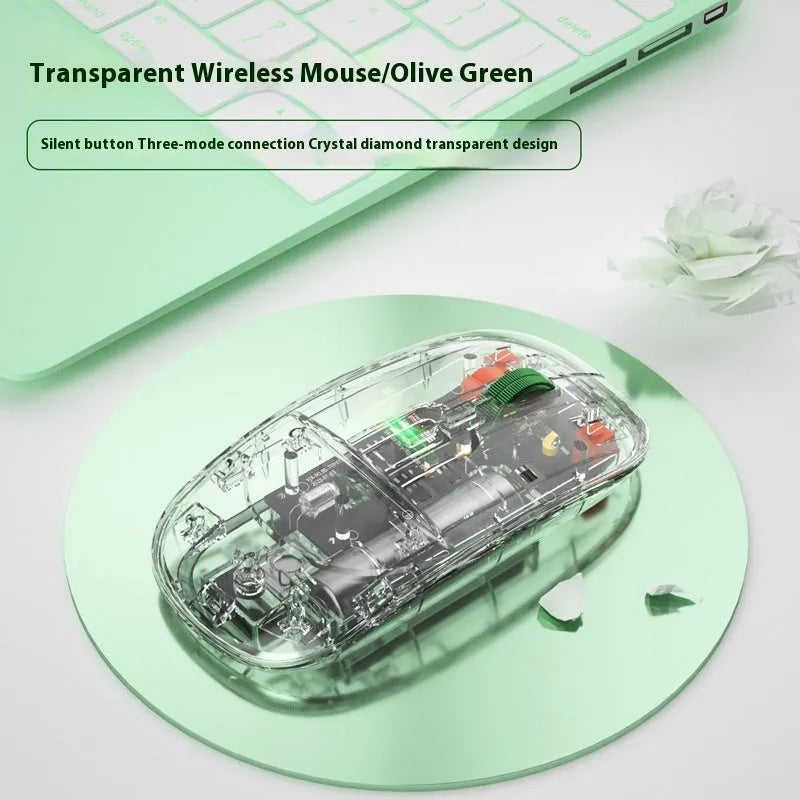 Self-charging Bluetooth mouse in silver with three-mode connection for tablet and laptop use