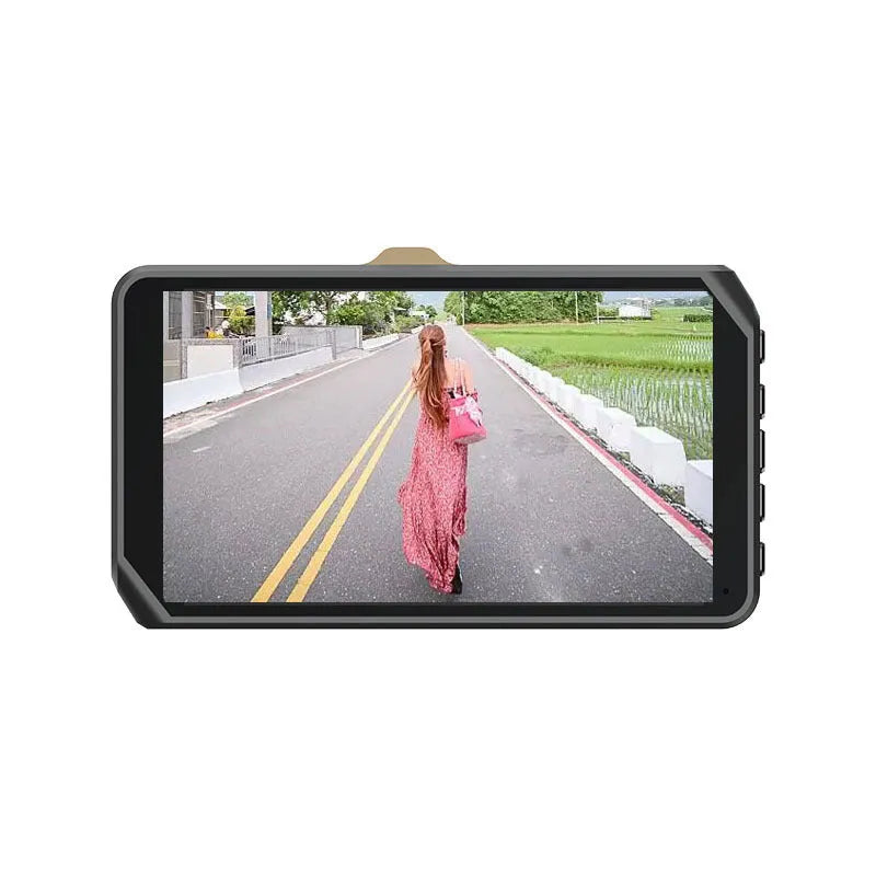 4 inch front and rear dual lens dashcam with touch screen display