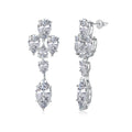 S925 sterling silver raindrop stud earrings in platinum blue diamond electroplated finish