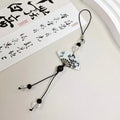 Guofeng Chinese style keychain with floral pattern on baked varnish beads