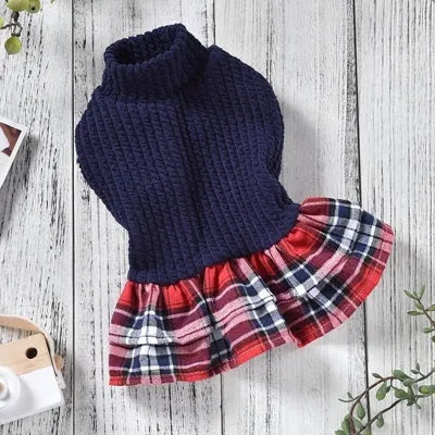 Princess-style dog dress for small and medium breeds in British style red colour