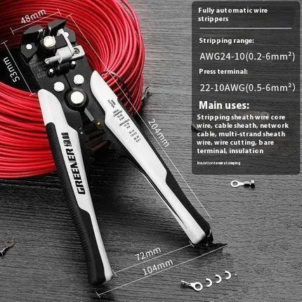 Box mounted automatic wire stripping pliers with high carbon steel blades for electrical cable work