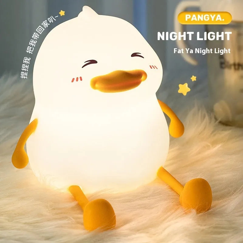 Chubby silicone pat night lamp with USB charging port and adjustable LED lighting