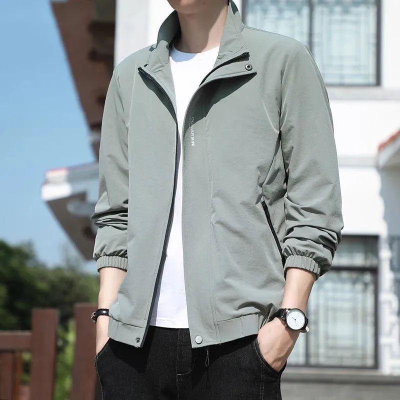Men's stand collar casual coat in polyester fabric available in multiple colours
