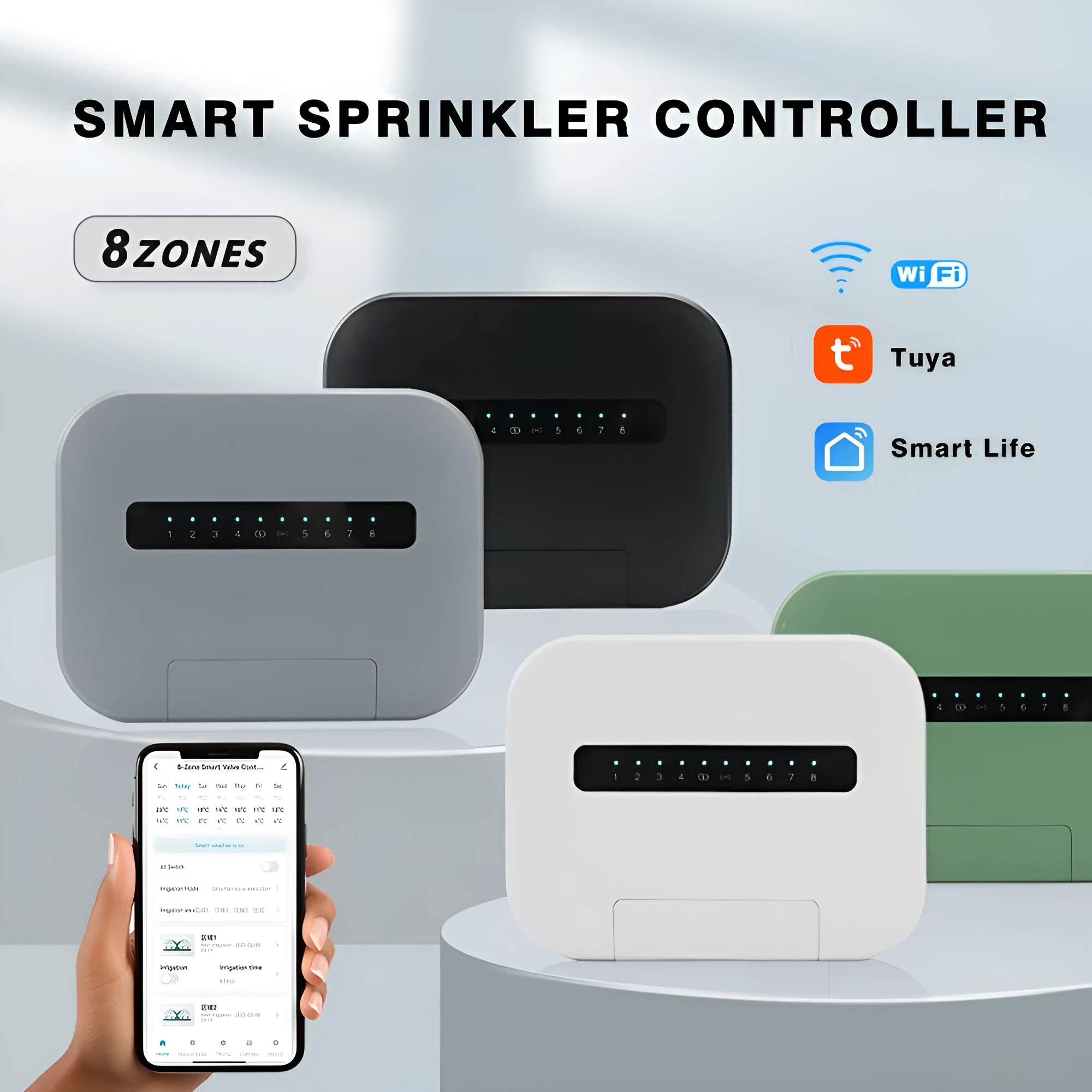 8-channel smart irrigation controller wireless water valve timer with EU plug