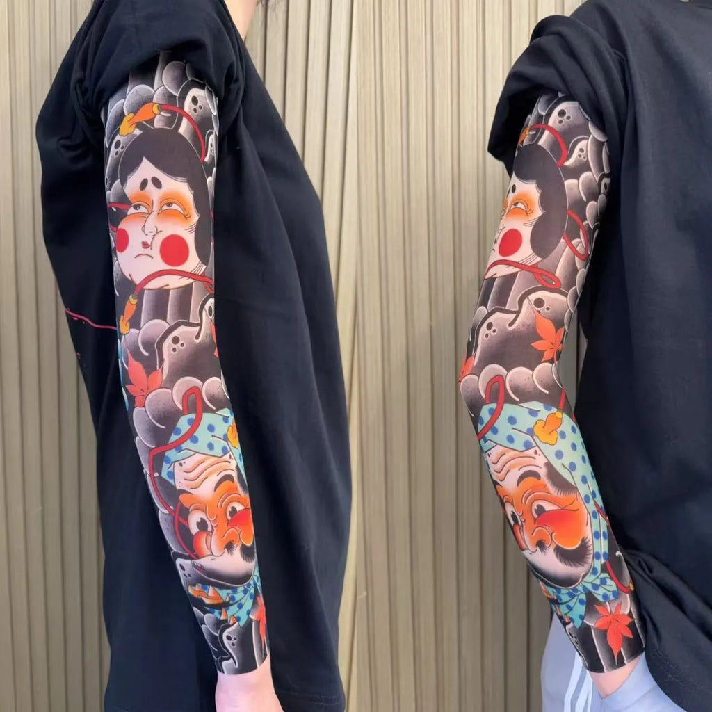 Unisex nylon sun protection ice sleeve with dragon pattern for outdoor sports