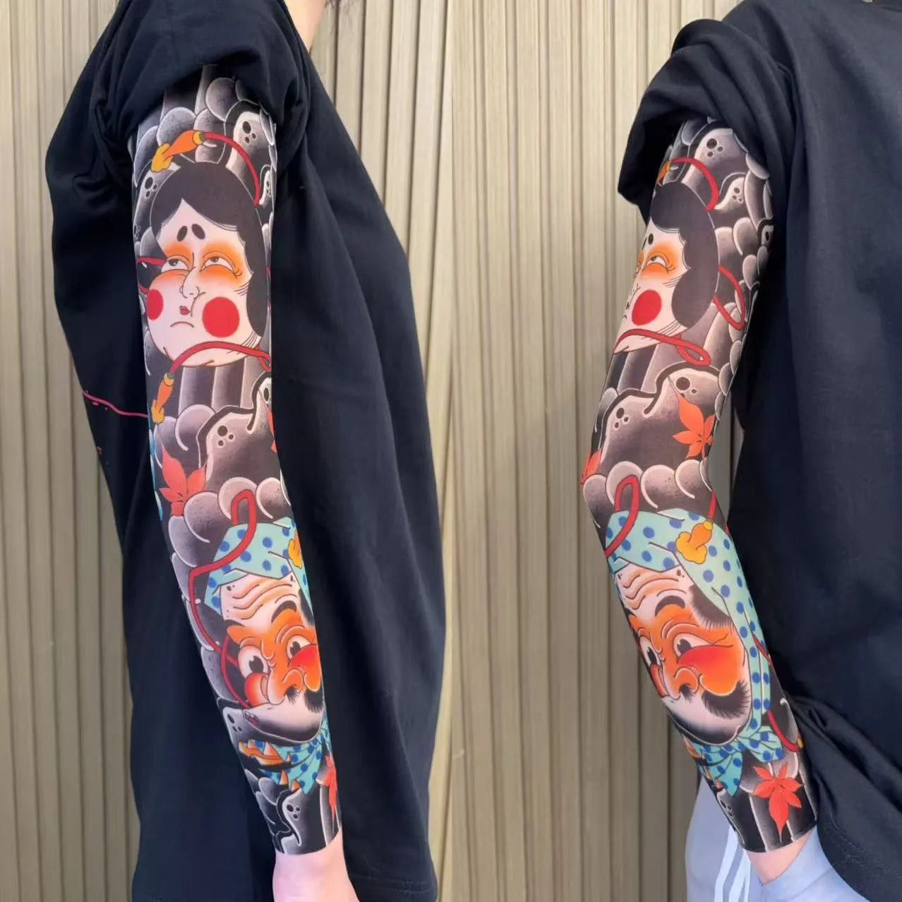 Unisex nylon sun protection ice sleeve with dragon pattern for outdoor sports