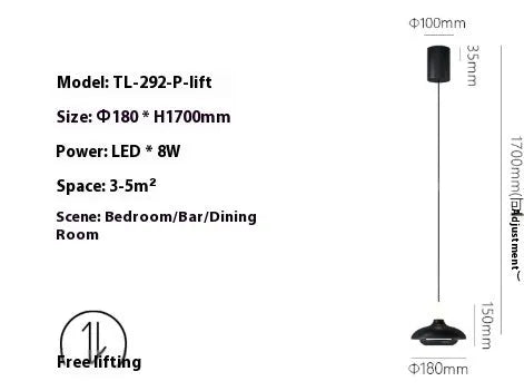 Adjustable Nordic pendant light in moon white or obsidian black with lifting mechanism
