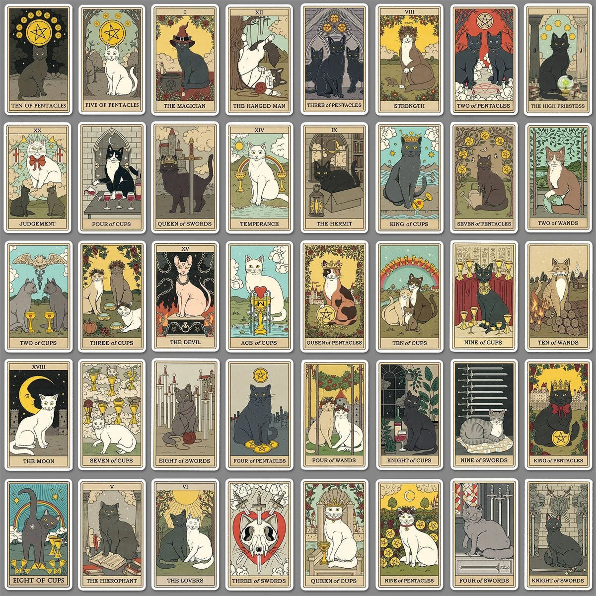 78 tarot card themed waterproof stickers in a cute graffiti style for luggage and laptops