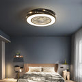Household invisible integrated LED ceiling lamp with fan, remote control, acrylic round shade, 50cm size, black finish