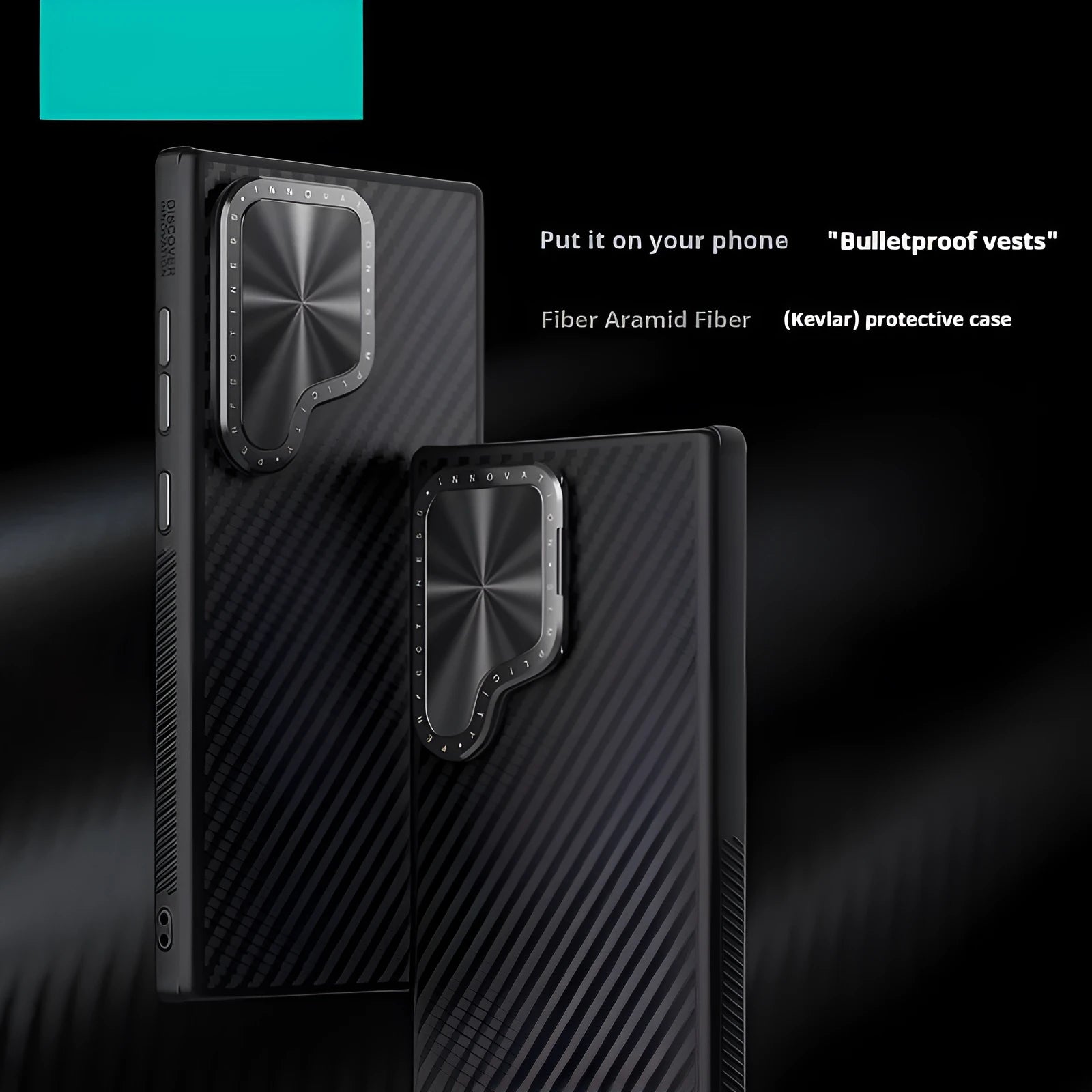 Kevlar magnetic phone bracket case for Samsung S24 Ultra in black with invisible stand