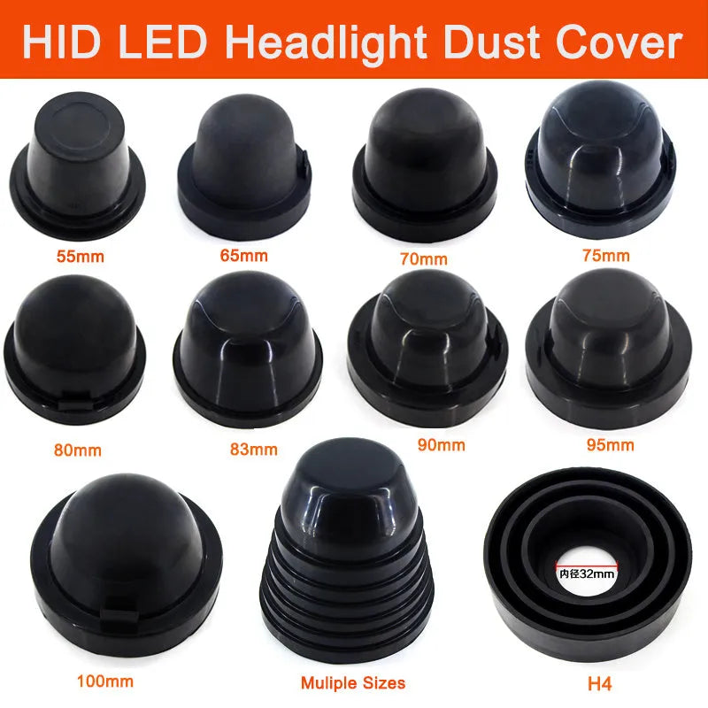 Black silicone 90mm LED headlight dust cover for General Motors vehicles