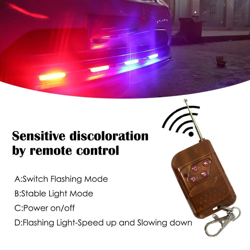 Black car mounted wireless remote controlled LED emergency warning light for vehicles