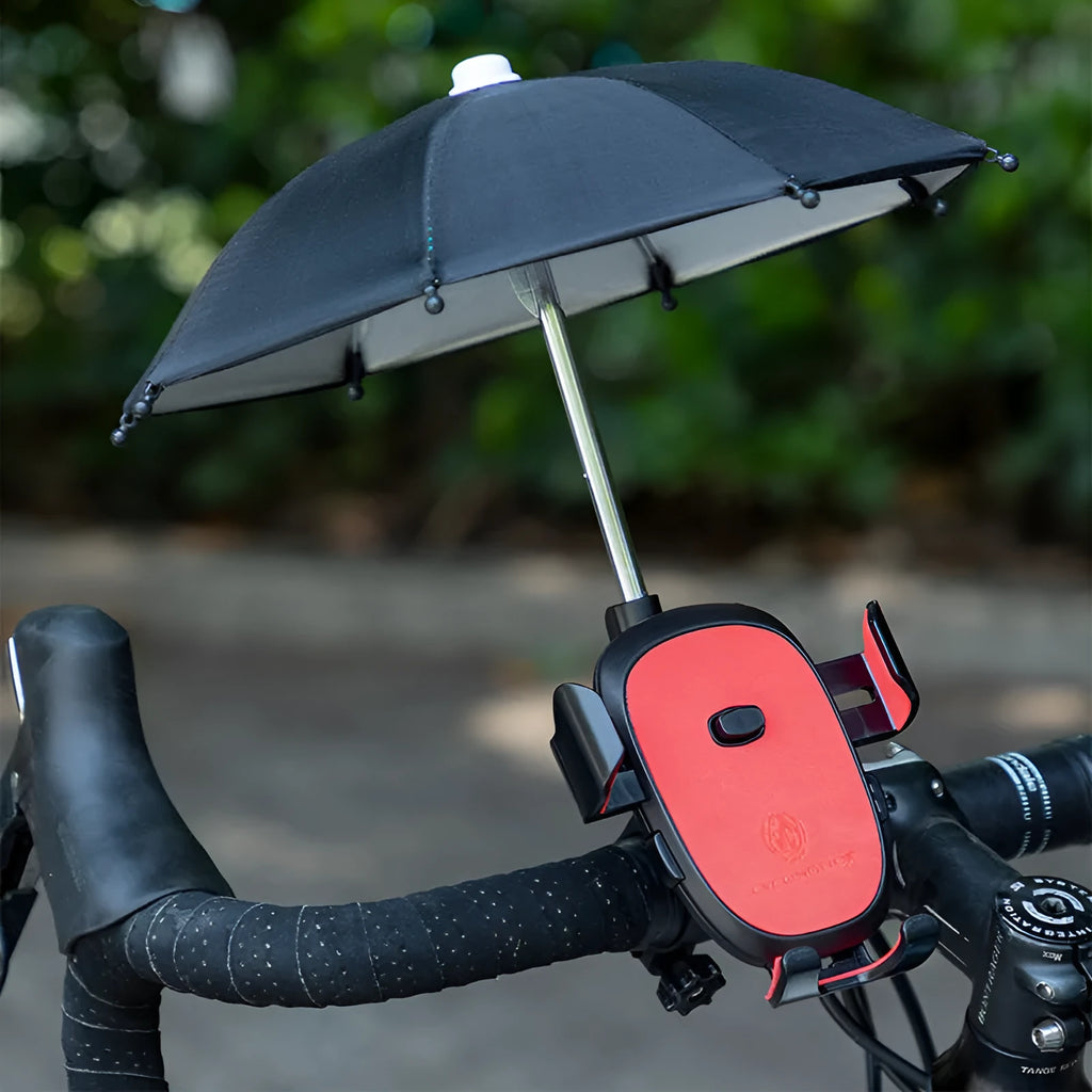Bicycle mobile phone umbrella with bracket handlebar mount black PC material