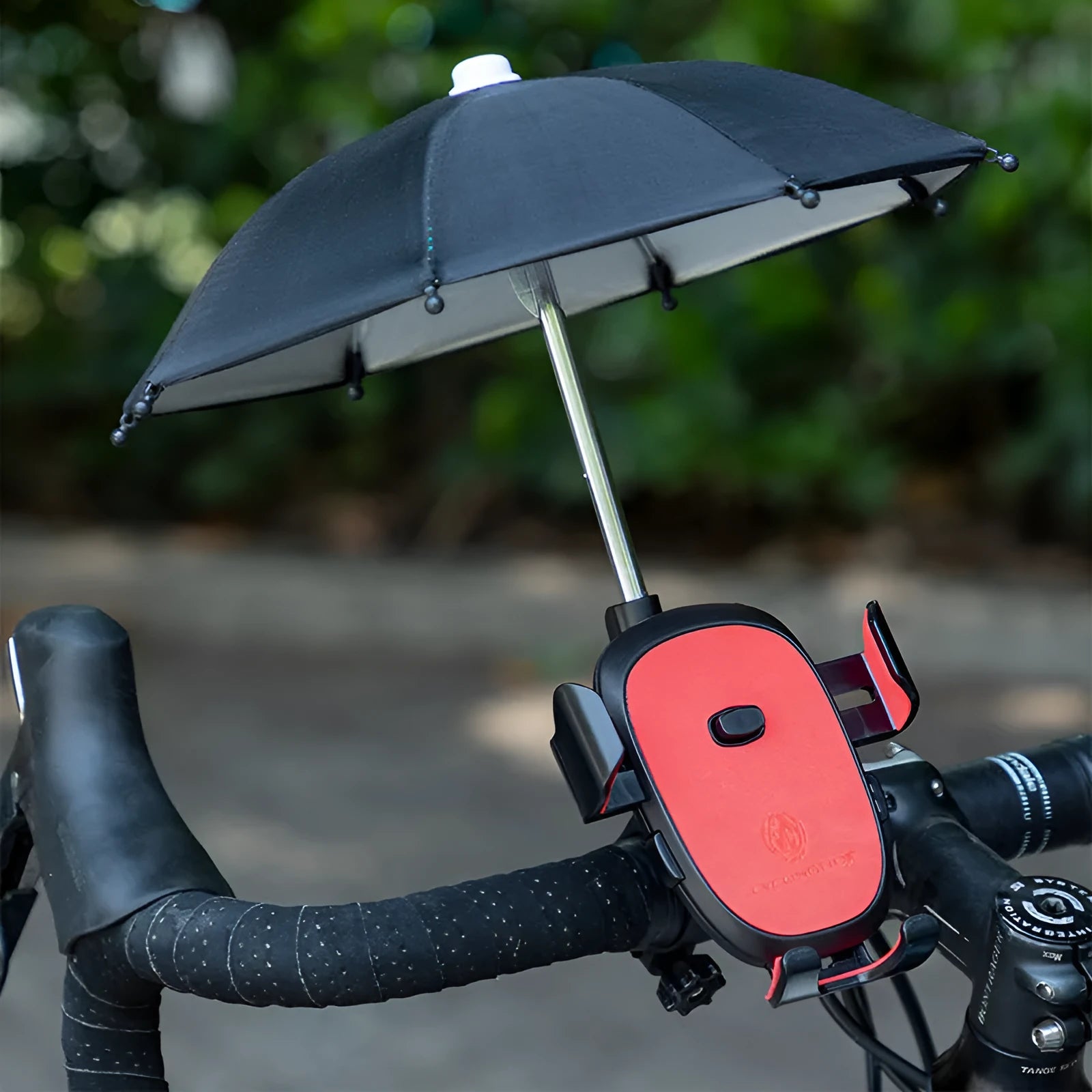 Bicycle mobile phone umbrella with bracket handlebar mount black PC material