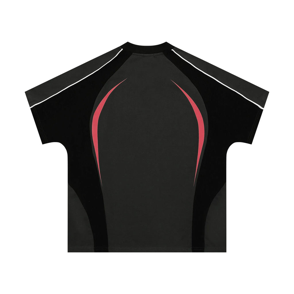 Men's loose fit polyester t-shirt with colour matching letter print in black YR9116 and apricot YR9116 options