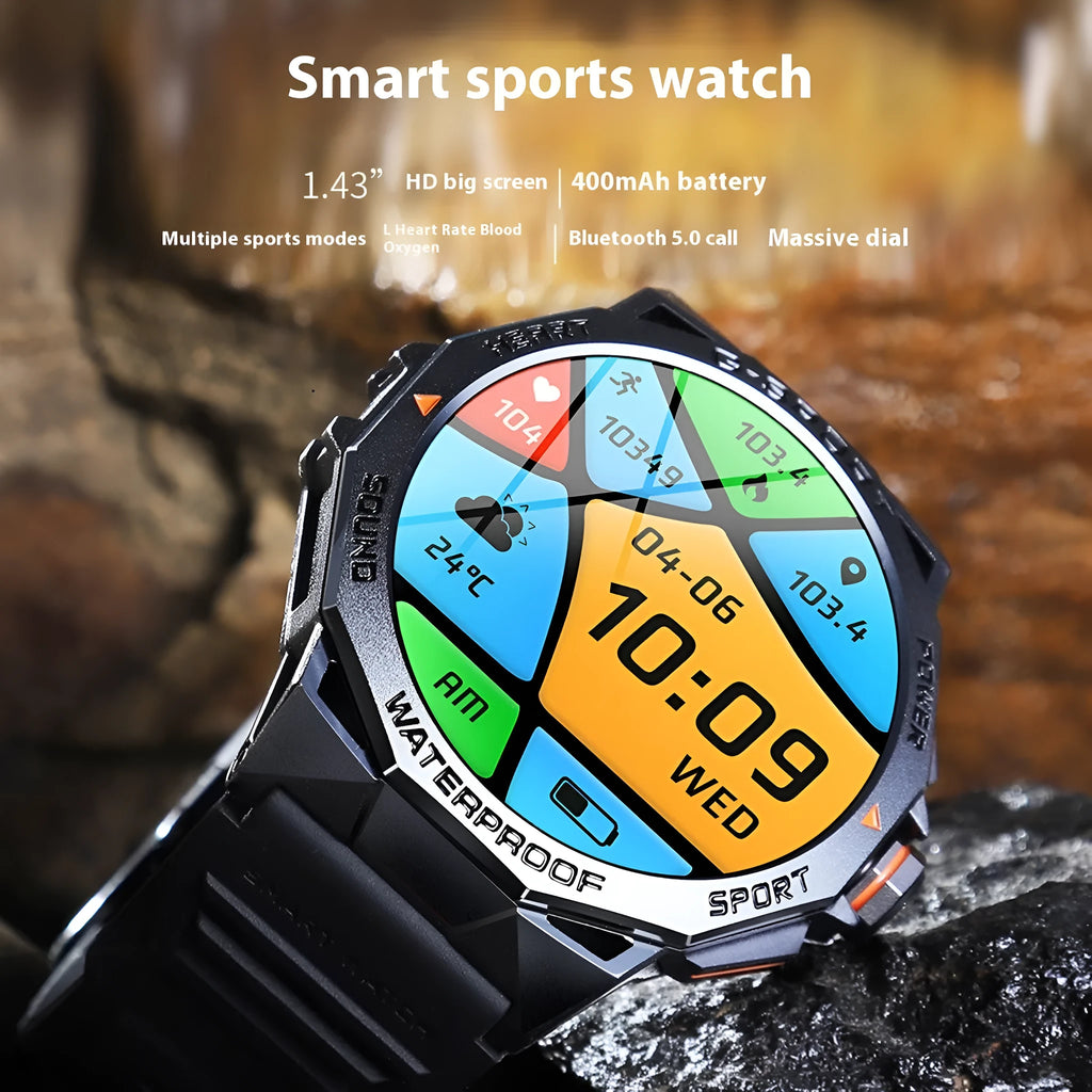 Smart watch with Bluetooth calling, TFT screen, silicone wristband, black or silver orange colour
