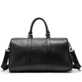 Men's black leather tote bag with single strap and large capacity design