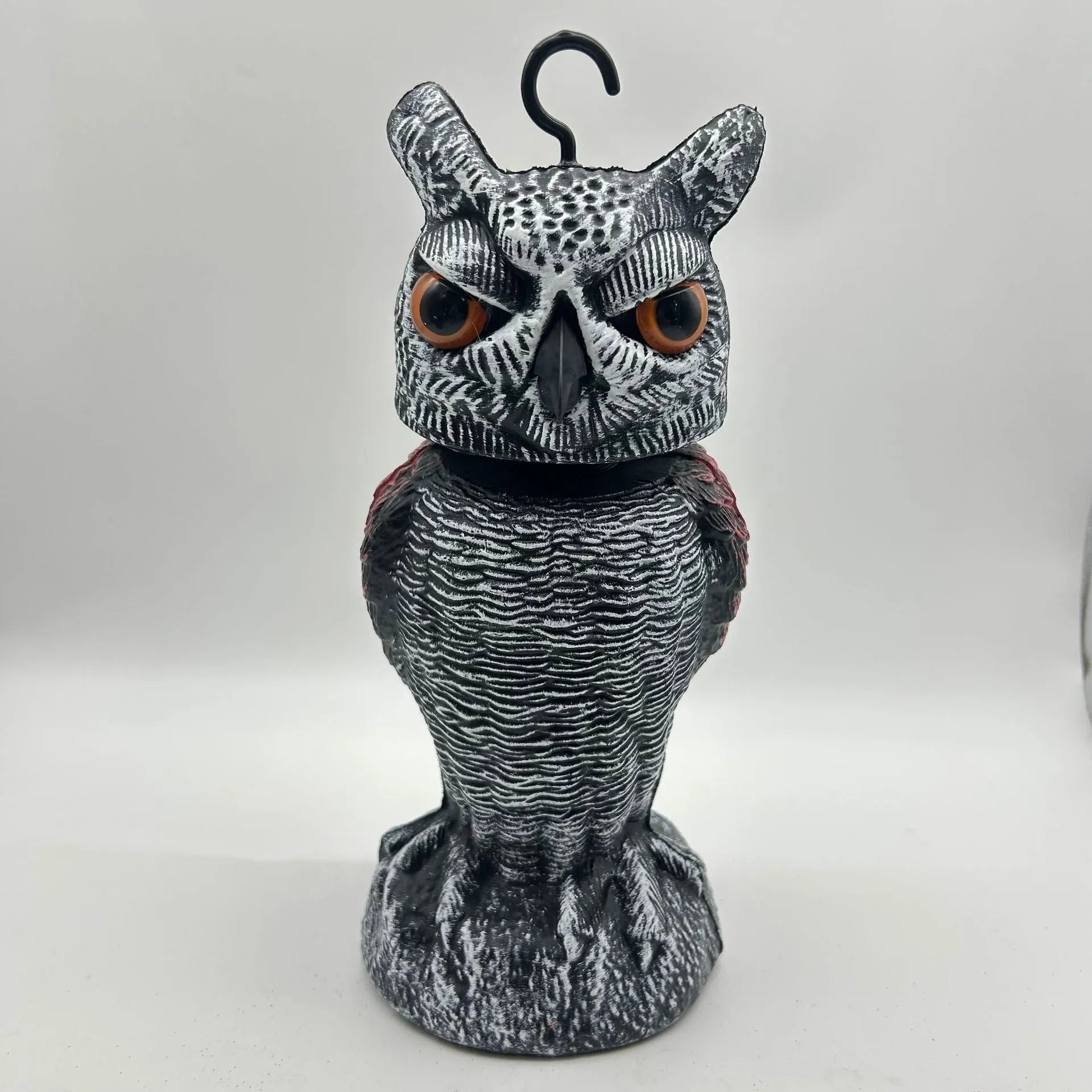 Artificial owl bait ornament with shaking head mechanism for outdoor bird deterrent