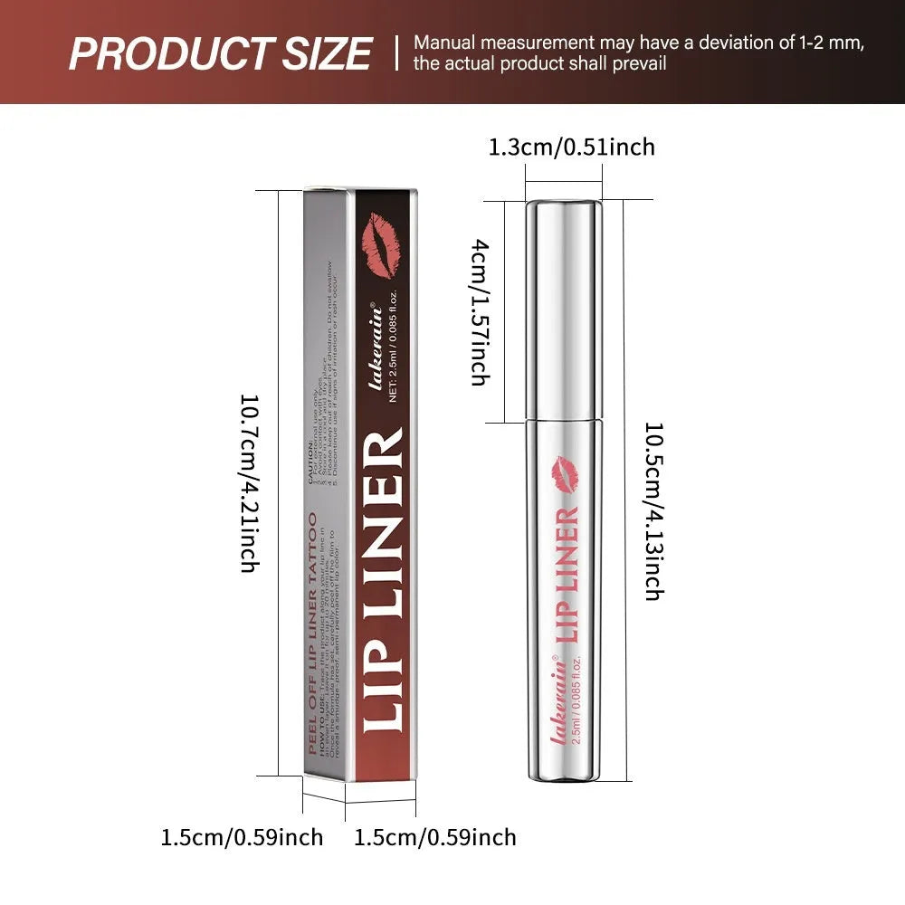 Matte finish pointed toe lip liner pencil with tear and pull design shown in rose pink colour