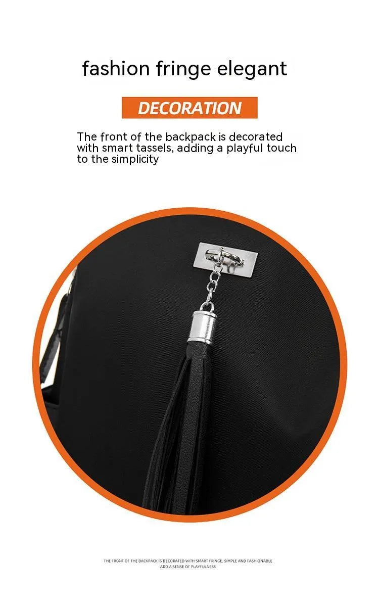 Women's Oxford cloth backpack with large capacity, anti-theft design, and multiple pockets in Black