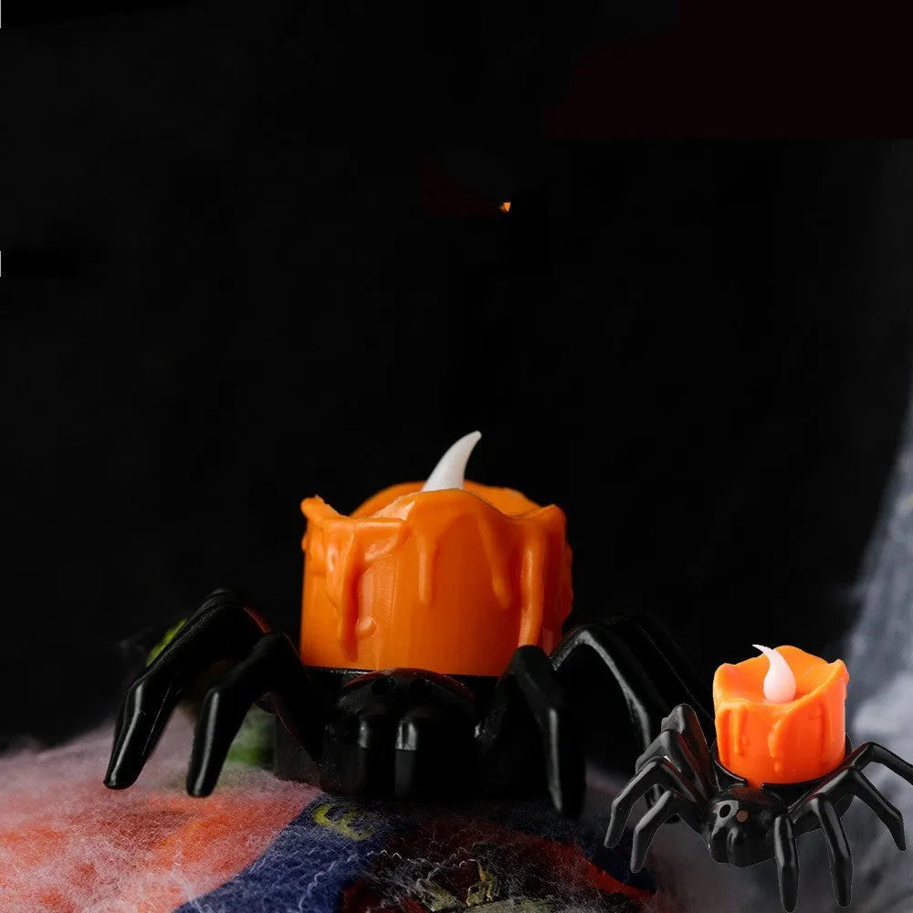 Plastic Halloween spider candlestick ornament with battery compartment