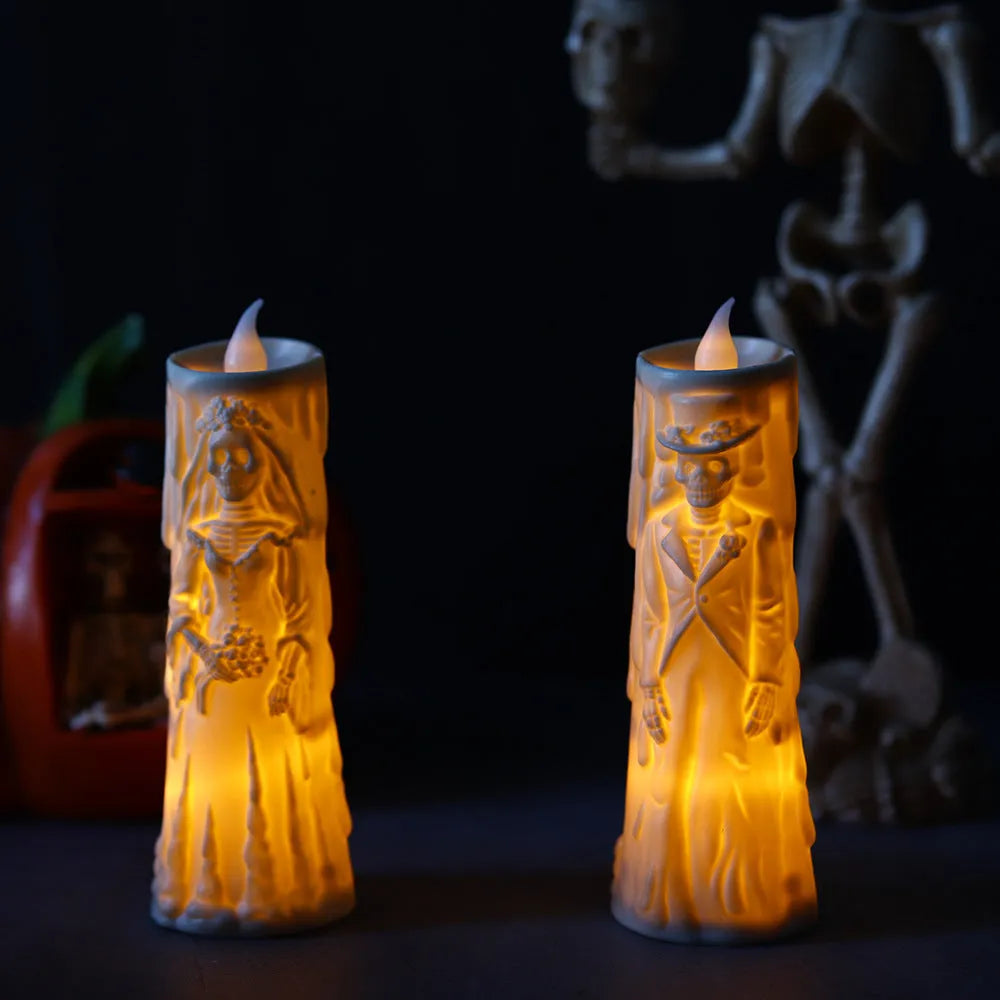 Halloween ghost groom bride LED candle light decoration plastic American style free size