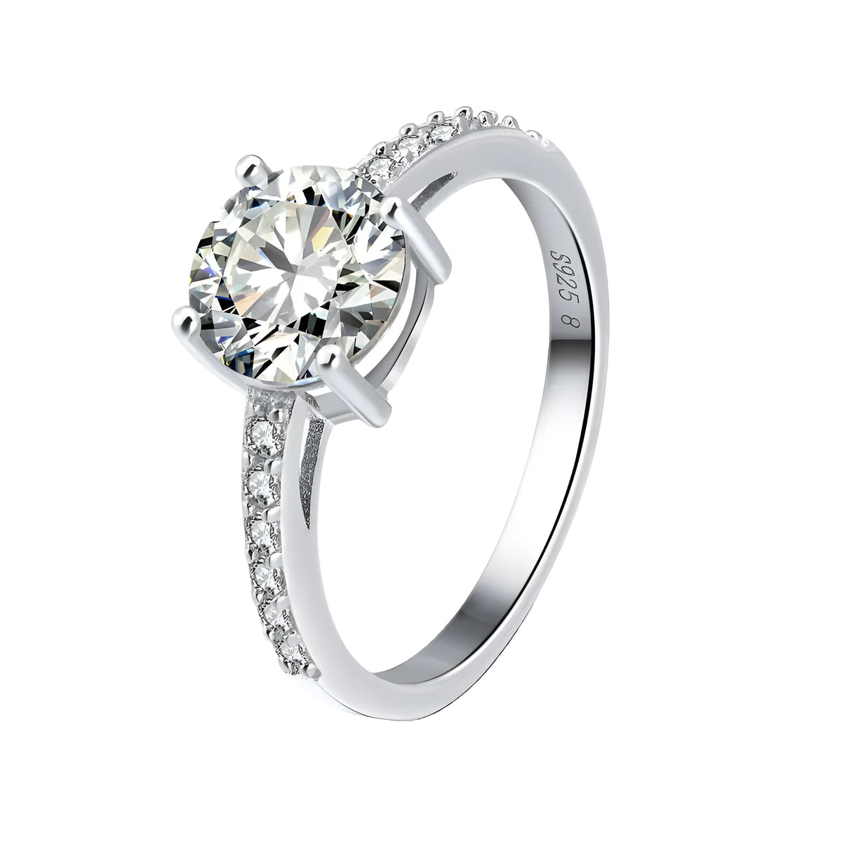 S925 sterling silver crown ring with AAA zircon inlay, silver colour, sizes 5 to 9