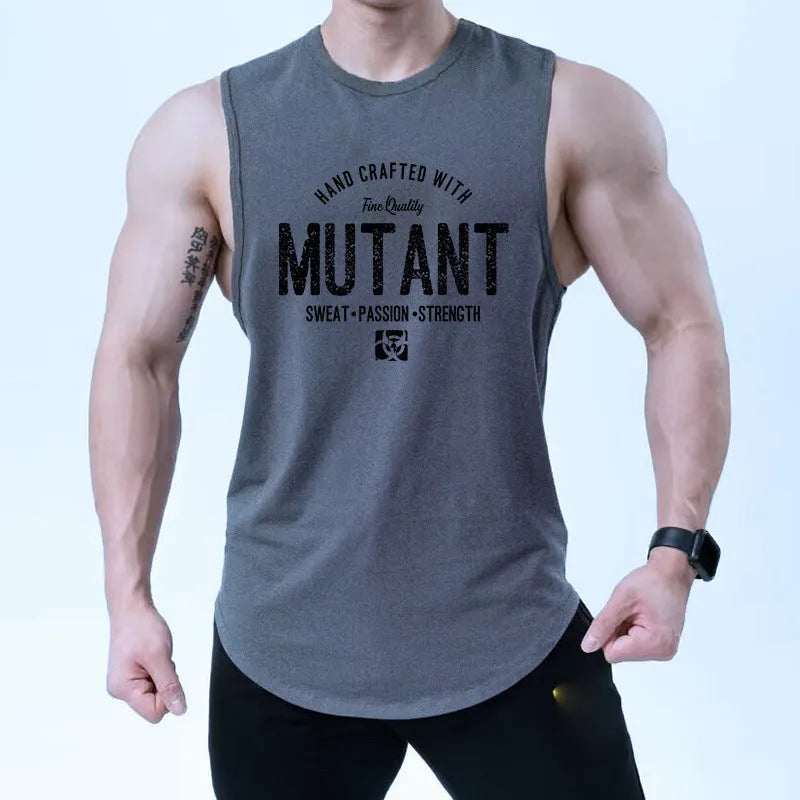 Men's loose fit polyester waistcart training sleeveless shirt for gym workouts