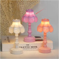 Retro pagoda small night lamp with geometric stereo design in light purple colour